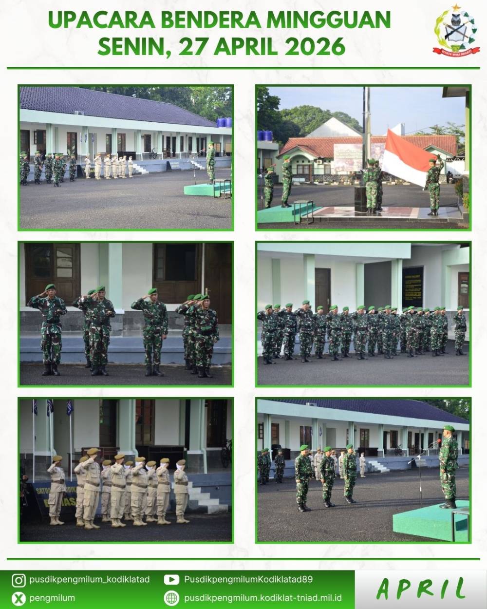 UPACARA BENDERA MINGGUAN, WUJUD DISIPLIN DAN KEBERSAMAAN PERSONEL PUSDIKPENGMILUM