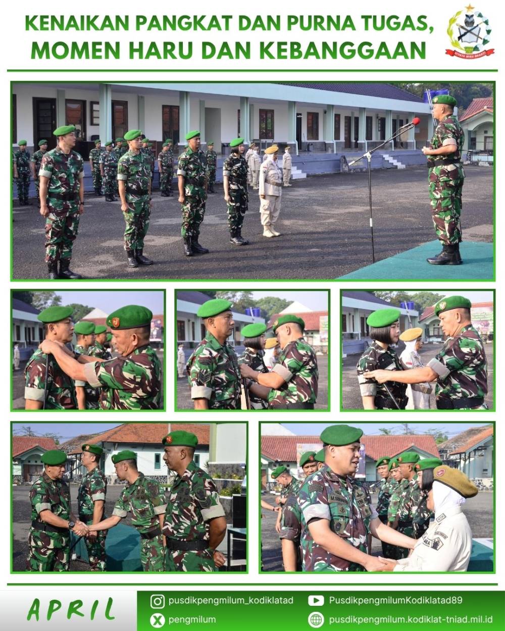KENAIKAN PANGKAT DAN PURNA TUGAS, MOMEN HARU DAN KEBANGGAAN DI PUSDIKPENGMILUM
