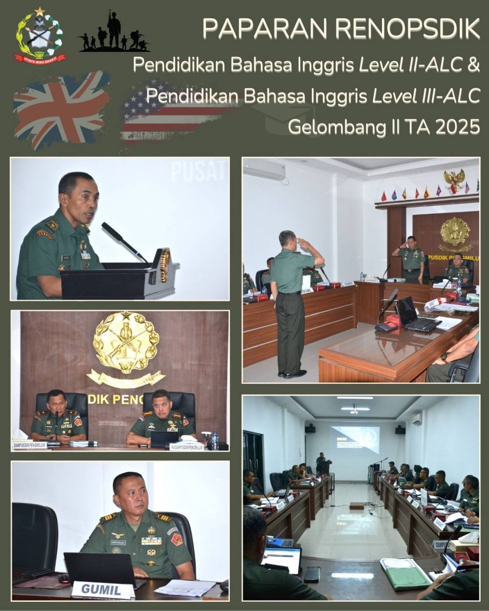 KOMANDAN PUSDIKPENGMILUM KEMBALI MENERIMA PAPARAN RENOPSDIK BAHASA INGGRIS