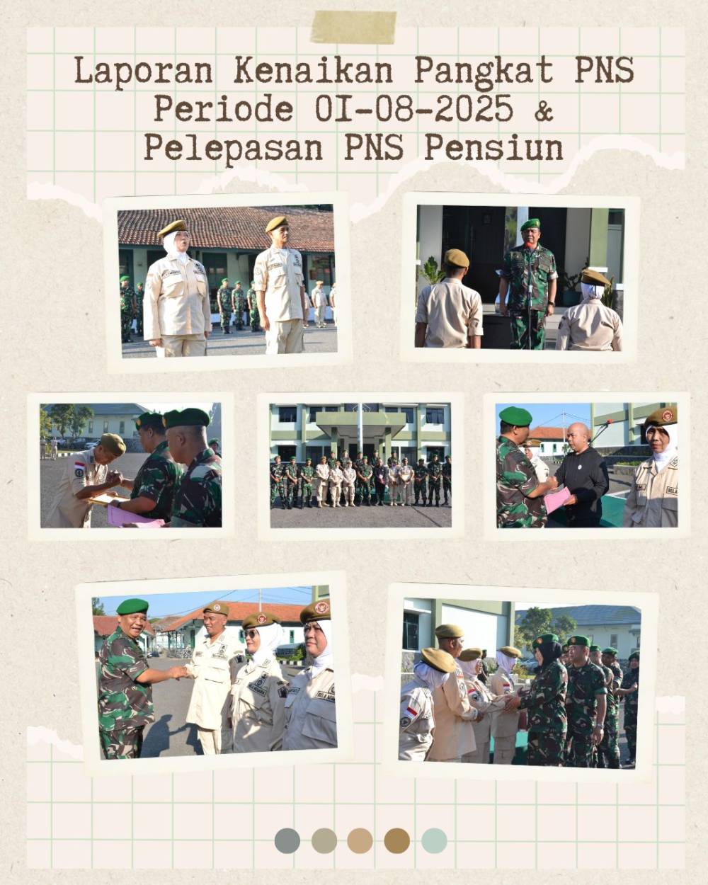 PUSDIKPENGMILUM GELAR UPACARA KENAIKAN PANGKAT DAN PELEPASAN PNS PURNATUGAS