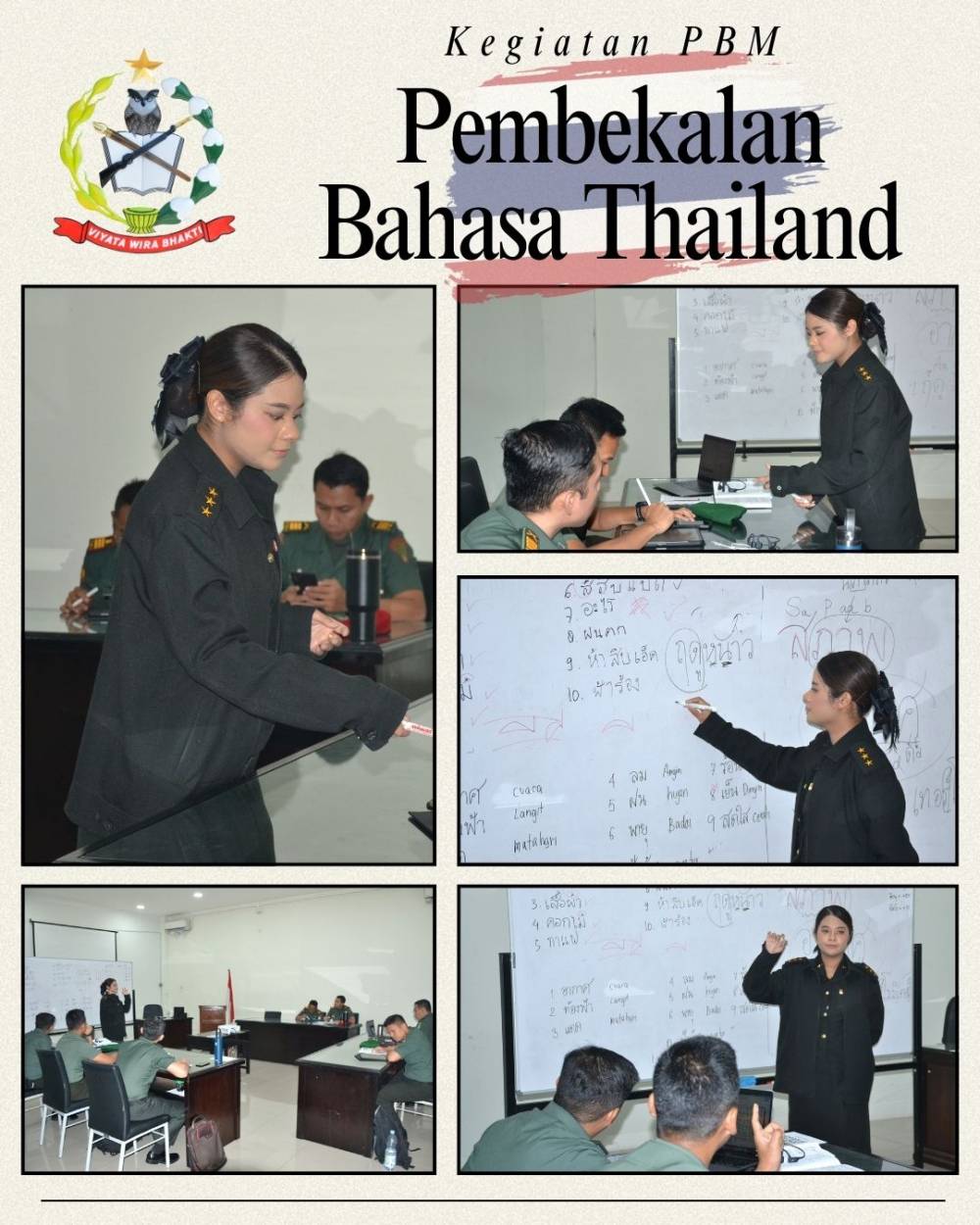 SUASANA BELAJAR PESERTA PEMBEKALAN BAHASA THAILAND DI PUSDIKPENGMILUM