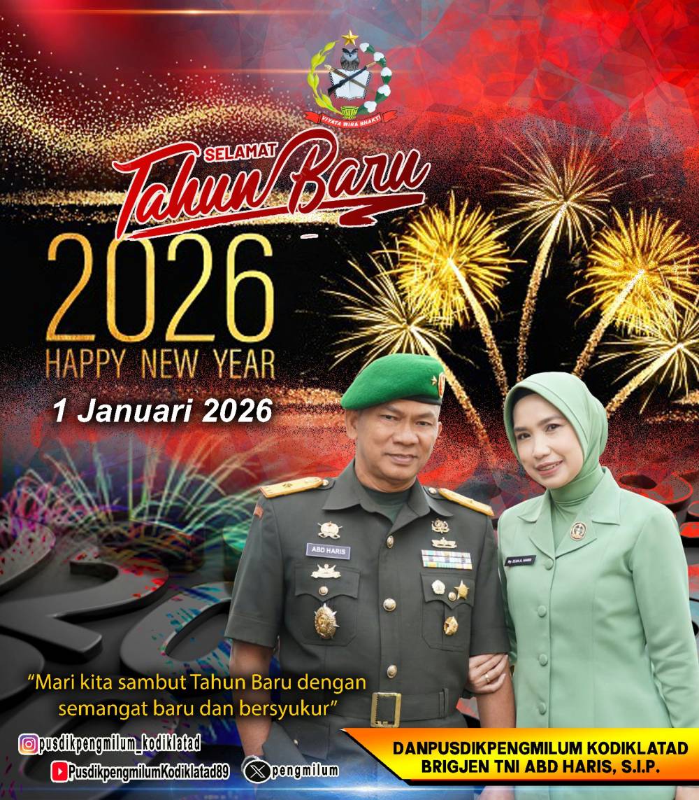 KELUARGA BESAR PUSDIKPENGMILUM KODIKLATAD MENGUCAPKAN SELAMAT TAHUN BARU 2026