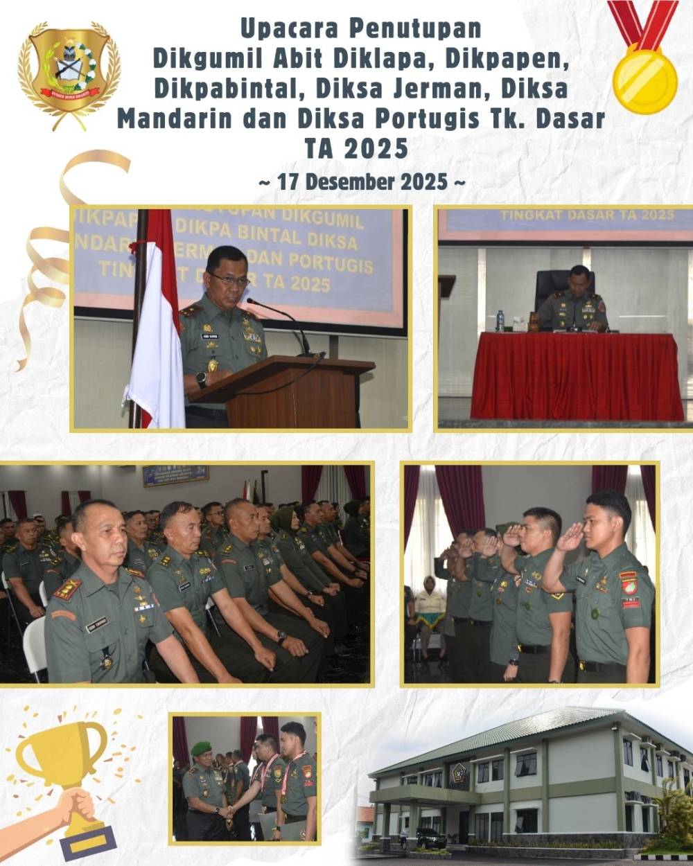 ENAM PENDIDIKAN RESMI DITUTUP, PUSDIKPENGMILUM TEGUHKAN KOMITMEN TINGKATKAN PROFESIONALISME PRAJURIT