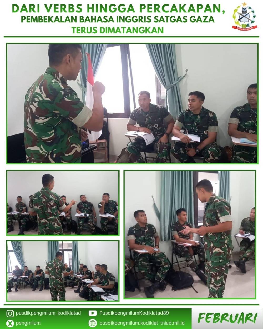 DARI VERBS HINGGA PERCAKAPAN, PEMBEKALAN BAHASA INGGRIS SATGAS GAZA TERUS DIMATANGKAN