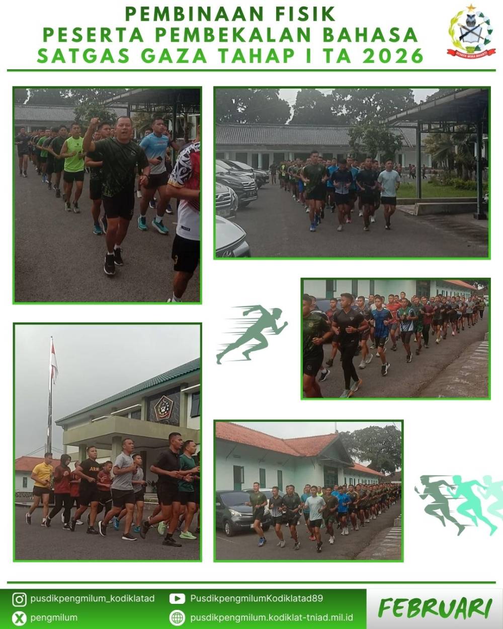 PAGI PENUH SEMANGAT, PESERTA PEMBEKALAN BAHASA SATGAS GAZA PERKUAT FISIK