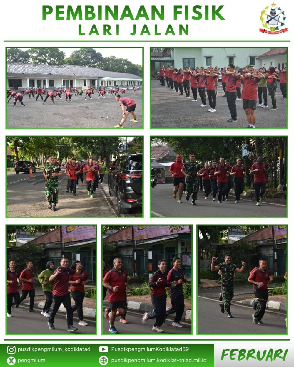 LANGKAH BERSAMA MENJAGA KESIAPAN FISIK, PUSDIKPENGMILUM LAKSANAKAN LARI JALAN