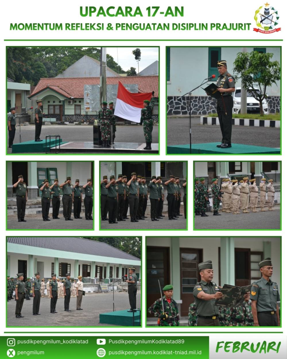 UPACARA 17-AN JADI MOMENTUM REFLEKSI DAN PENGUATAN DISIPLIN PRAJURIT