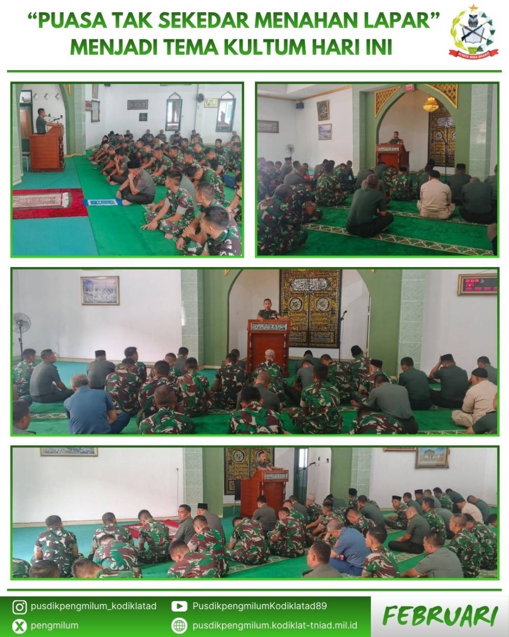 PUASA TAK SEKADAR MENAHAN LAPAR, INI PESAN KULTUM RAMADHAN PUSDIKPENGMILUM