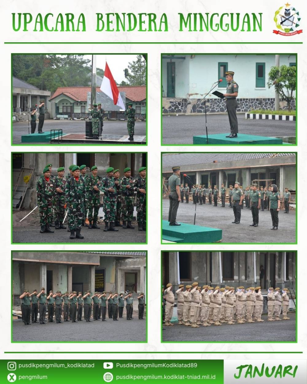 UPACARA BENDERA MINGGUAN, PUSDIKPENGMILUM TANAMKAN NILAI SAPTA MARGA