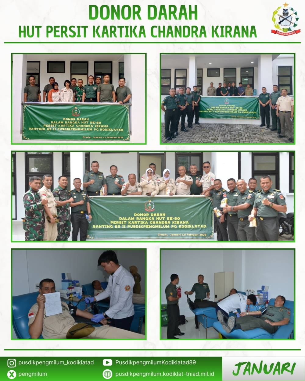 SETETES DARAH UNTUK NEGERI, PUSDIKPENGMILUM DUKUNG HUT KE-80 PERSIT KARTIKA CHANDRA KIRANA
