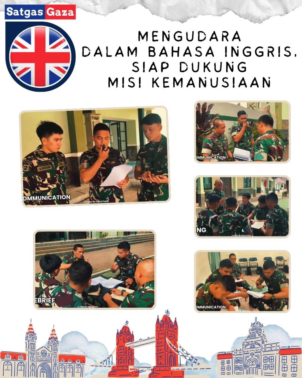 PESERTA PEMBEKALAN BAHASA INGGRIS SATGAS GAZA TAHAP III LAKSANAKAN SIMULASI KOMUNIKASI RADIO PATROLI