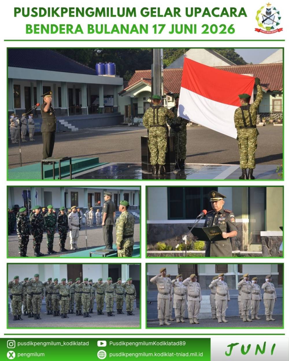 PUSDIKPENGMILUM GELAR UPACARA BENDERA BULANAN 17 JUNI 2026