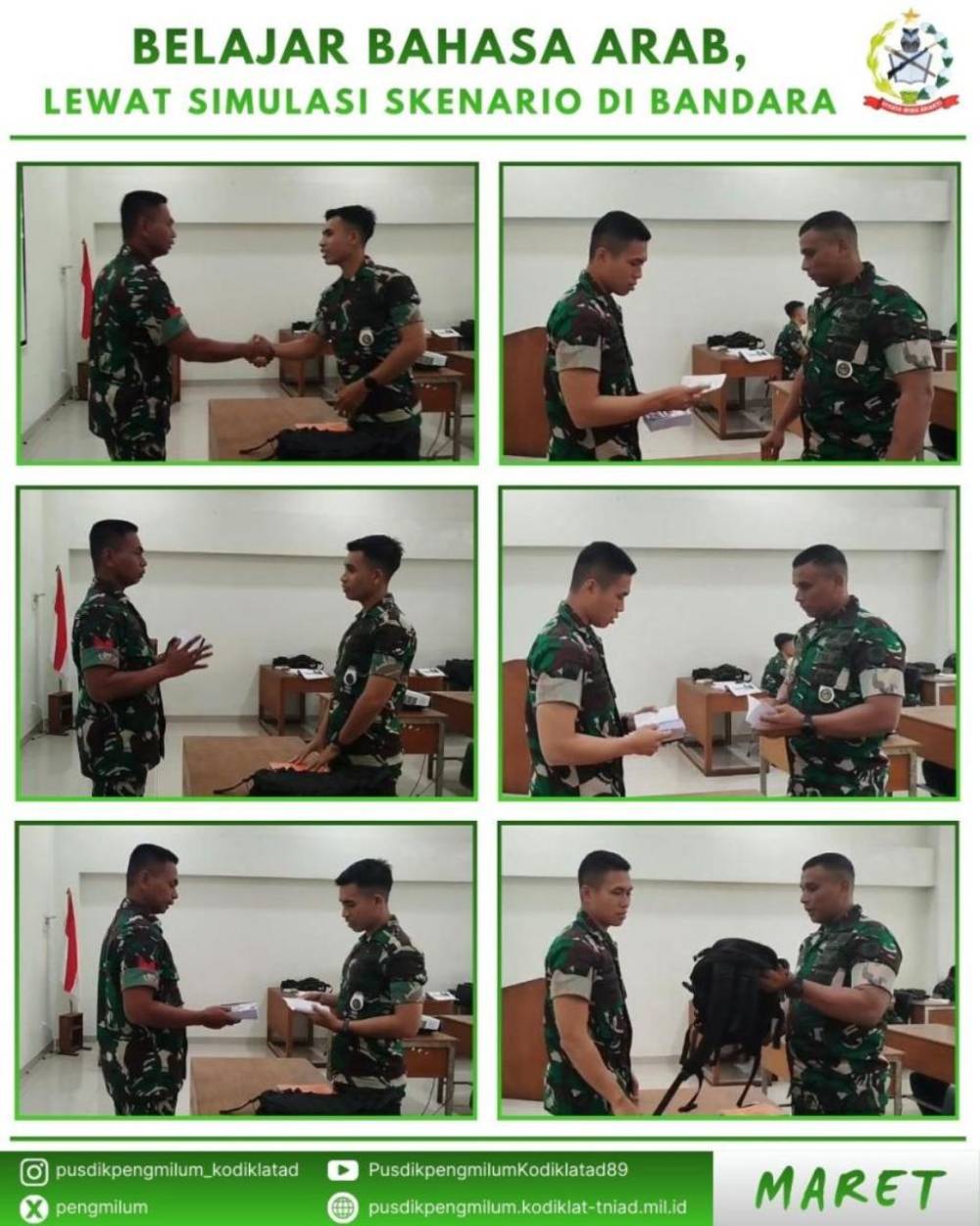 BELAJAR BAHASA ARAB LEWAT SIMULASI BANDARA, PESERTA SATGAS GAZA LATIHAN AL-KALAAMU