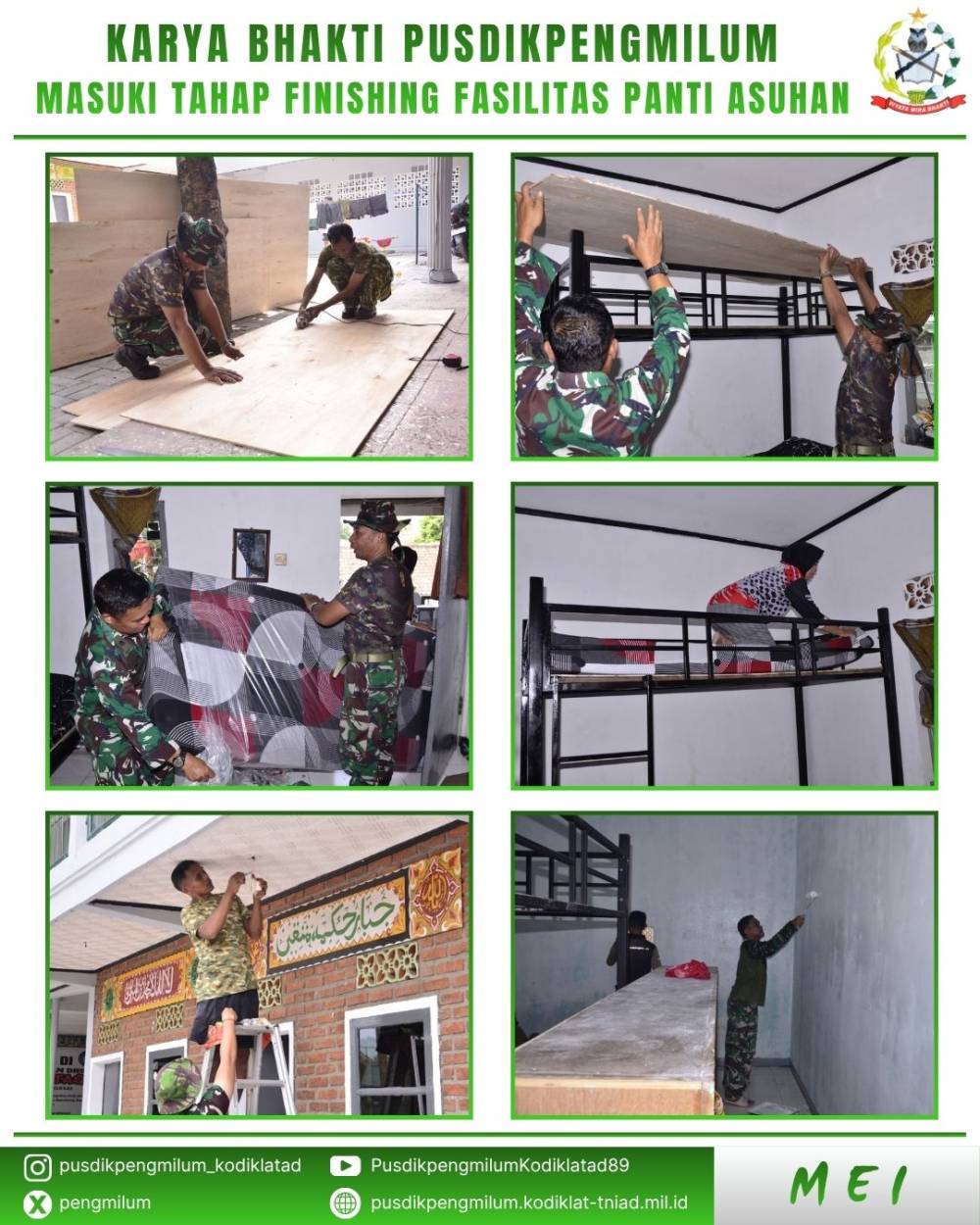 KARYA BHAKTI PUSDIKPENGMILUM MASUKI TAHAP FINISHING FASILITAS PANTI ASUHAN