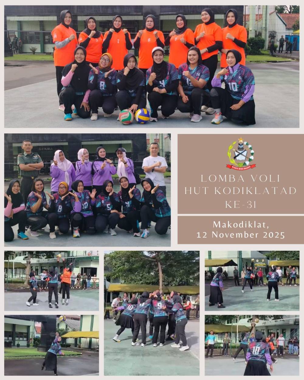 SEMANGAT HUT KODIKLATAD: TIM VOLI PUTRI PUSDIKPENGMILUM RAIH KEMENANGAN, TIM PUTRA MASIH BERTARUNG SENGIT