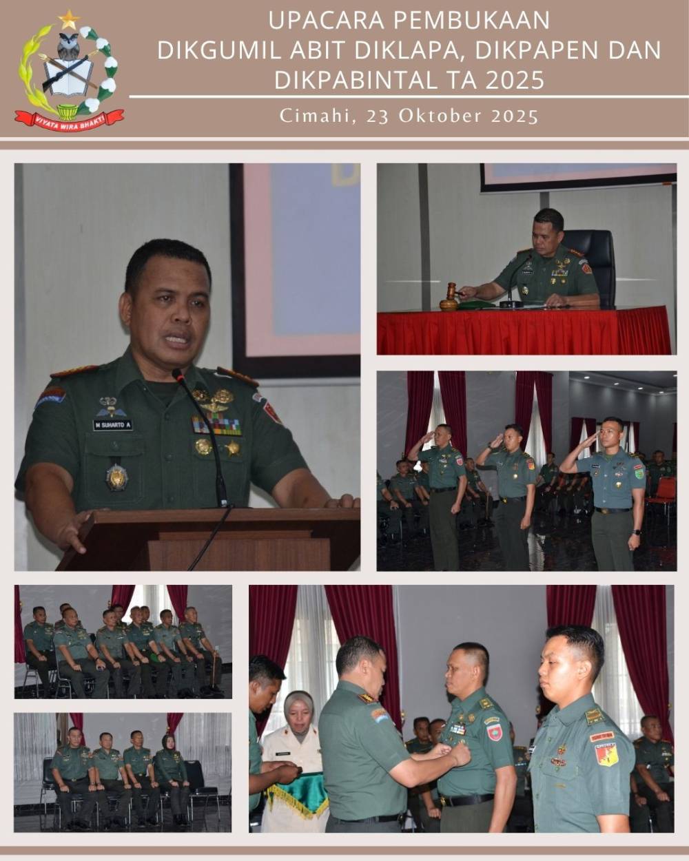 PERKUAT KAPASITAS PERWIRA TNI AD, PUSDIKPENGMILUM RESMI MEMBUKA PENDIDIKAN DIKGUMIL ABIT DIKLAPA, DIKPAPEN, DAN DIKPABINTAL