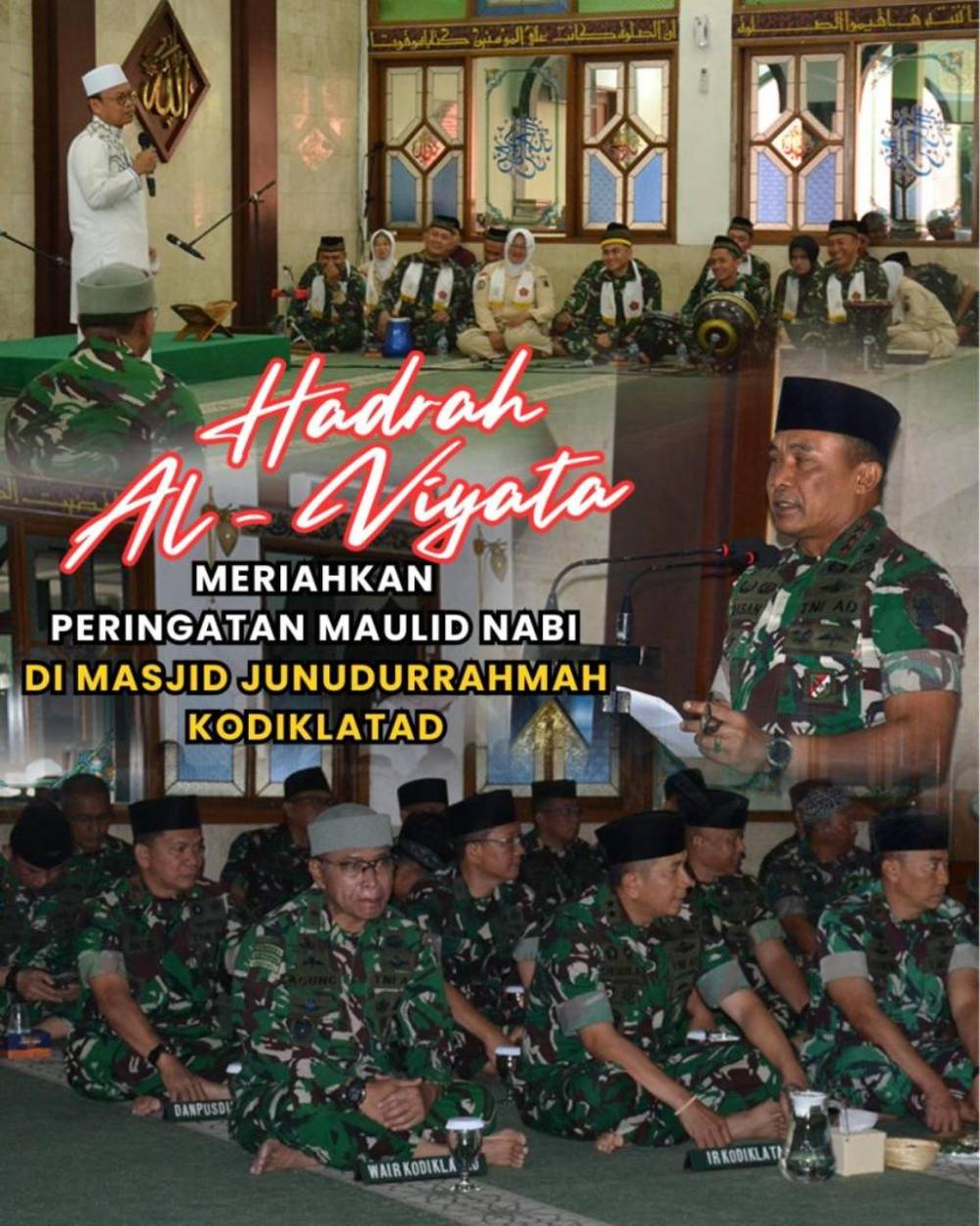 HADRAH AL-VIYATA PUSDIKPENGMILUM MERIAHKAN MAULID NABI DI MASJID JUNUDURRAHMAH KODIKLATAD